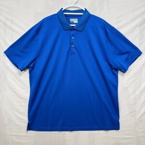 PGA Tour Polo Shirt Mens XXL Blue Airflux Short Sleeve Performance Golf Solid